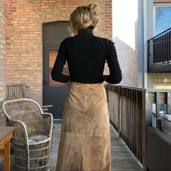 Vintage Genuine Suede Maxi Skirt - Picture 5 of 7